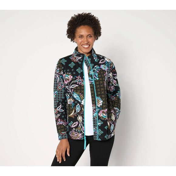 Sport Savvy Printed Patchwork French Terry Jacket Black Small A655347 - Picture 1 of 1